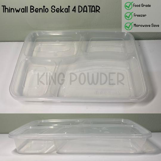 Tempat Bento Sekat 4 | Thinwall Bento Sekat 4 - Bento Datar