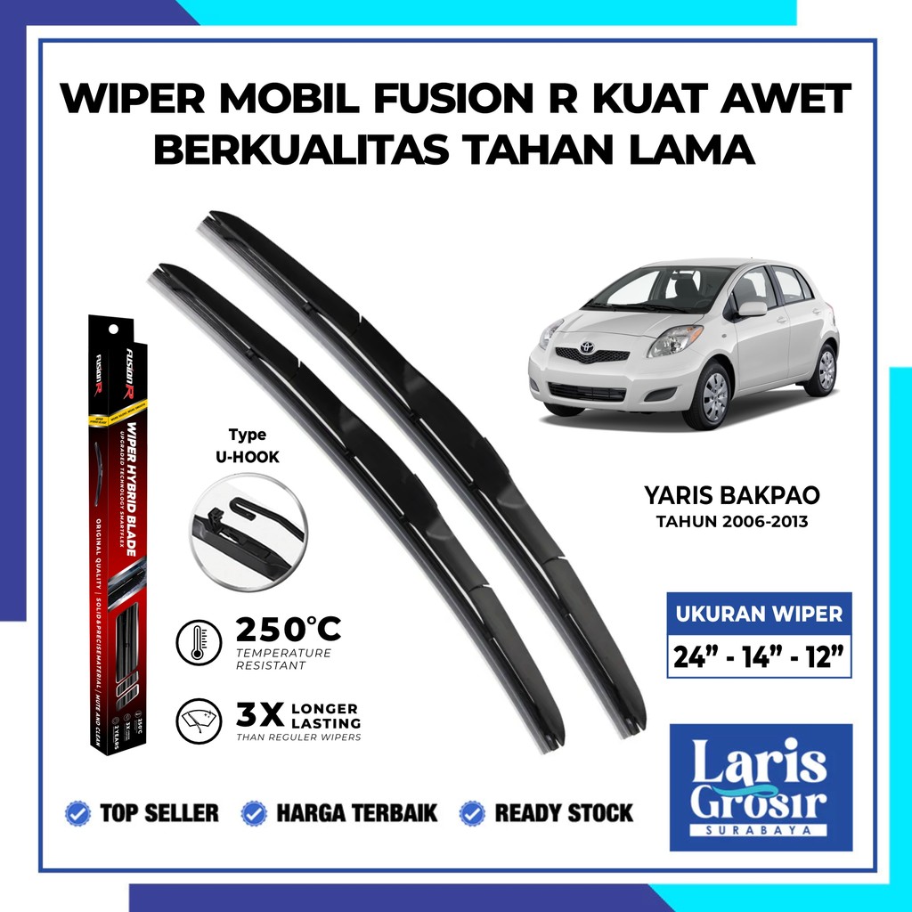 Fusion R Wiper Kaca Mobil Yaris Lama Bakpao Bakpau Karet Wiper Frameless Hybrid Blade Set RWB LARIS 