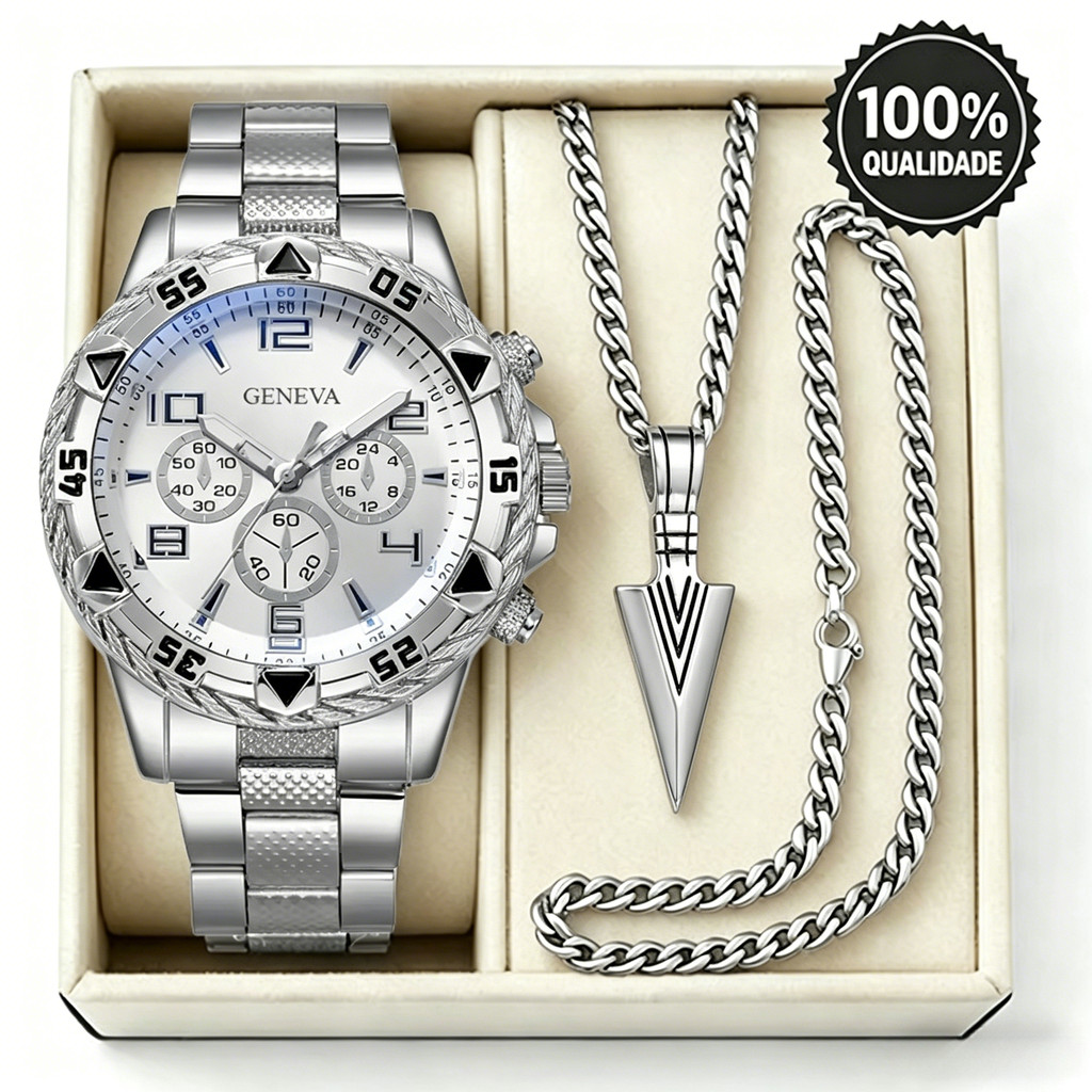 Hadiah Cincin Gratis Pria Jam Tangan Pria Baja Tali Paduan Jam Tangan Pria Quartz Jam Tangan Kombina