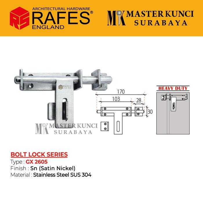 Grendel Pintu RAFES Stainless Steel SUS 304 (GX 2605)