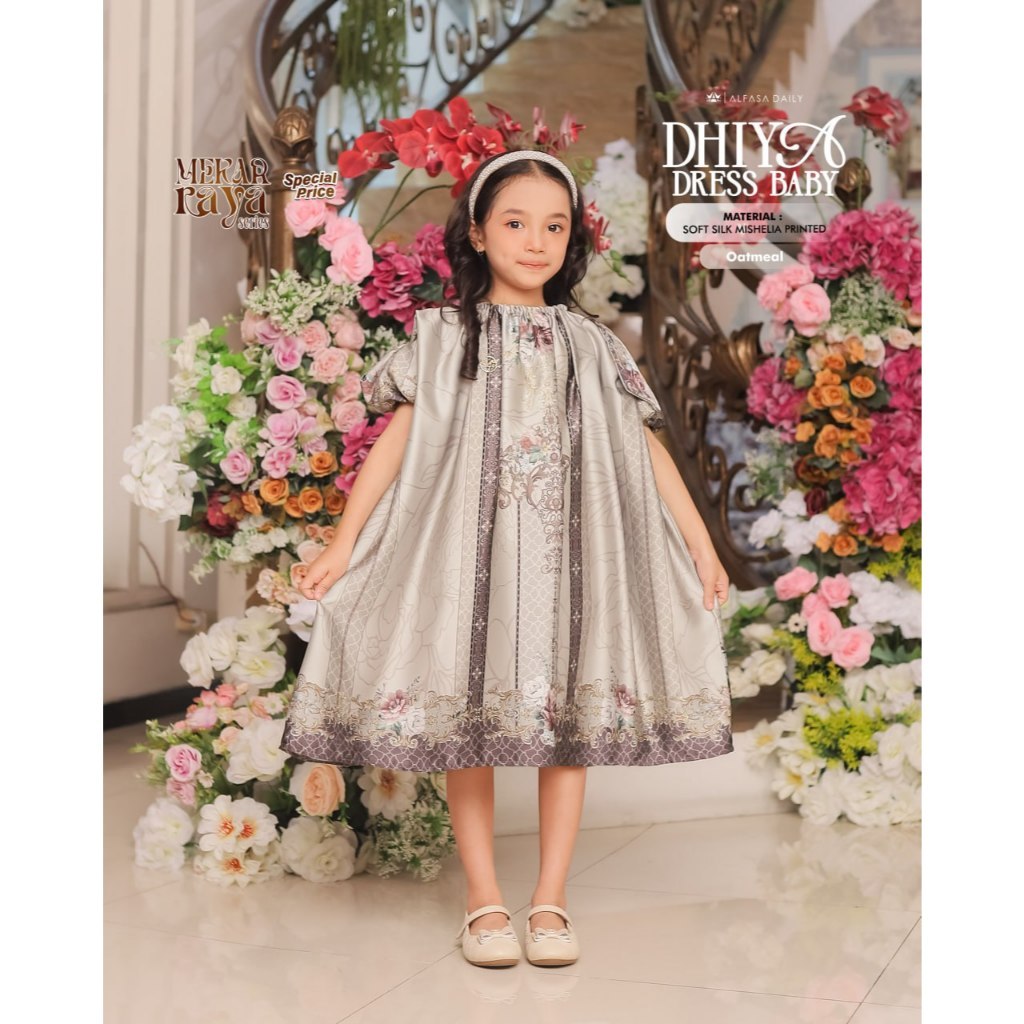 GAMIS ANAK PREMIUM DHIYA DRESS BABY LUXURY COLLECTION MEKAR RAYA SERIES - Alfasa Daily