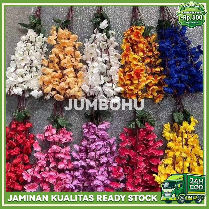[COD] Bunga Sakura Meihua Buatan 7 Cabang 55cm Hiasan Indoor Plastik Tanaman Imlek Cantik Awet