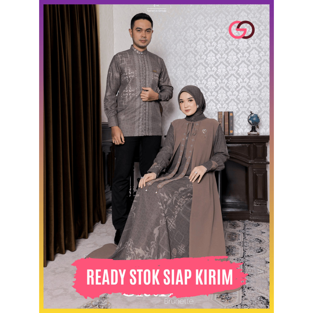 Baju Couple Le Claire by Nararya Gamis Motif Premium Busana Seragaman Set Couple Modern