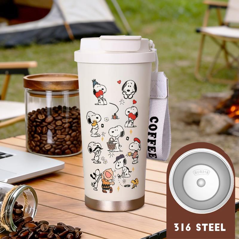 Tumbler Aesthetic Snoopy Kopi Label Botol Minum Stainless Steel Tumblr Viral CUP 500 ML Termos Coffe