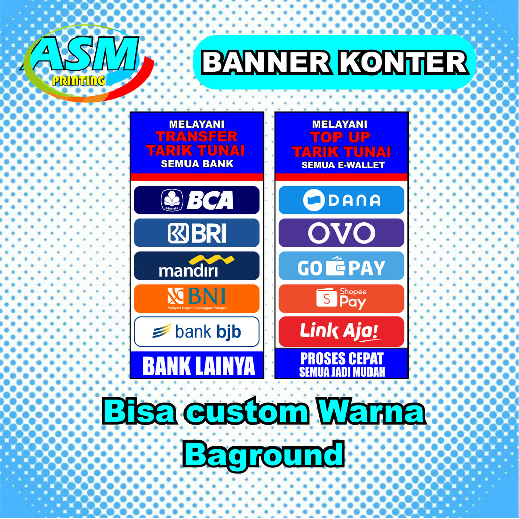CETAK BANNER SPANDUK KONTER TARIK TUNAI TRANSFER