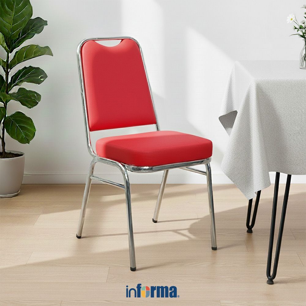 Informa Lion Kursi Banquet Fabric - Merah Multipurpose Chair Kursi Makan Cafe Restoran Serbaguna Bal