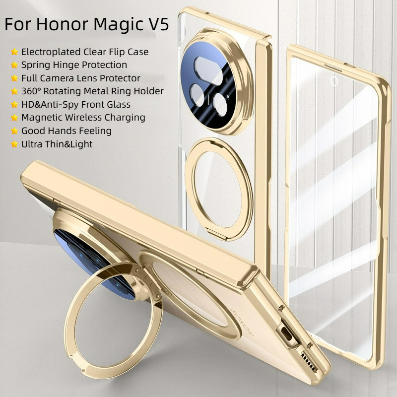 Dengan HD Anti-Spy Front Tempered Glass Camera Lens Perlindungan Penuh 360 ° Rotating Metal Ring Hol