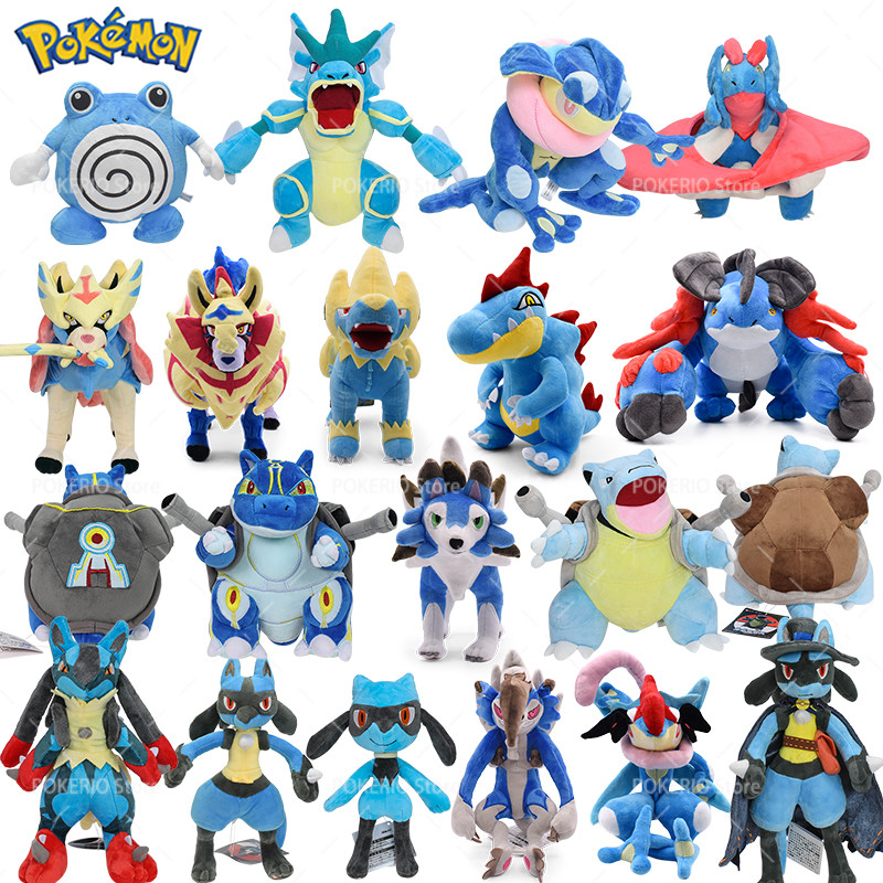 Anime Greninja Plush Pokemon Toys Cute Riolu Mega Lucario Zacian Zamazenta Blastoise Fuse Kyogre alg