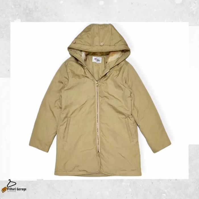 Parka Trench Coat Jacket Sherpa Hoodie Atzol Light Brown Color Vintage