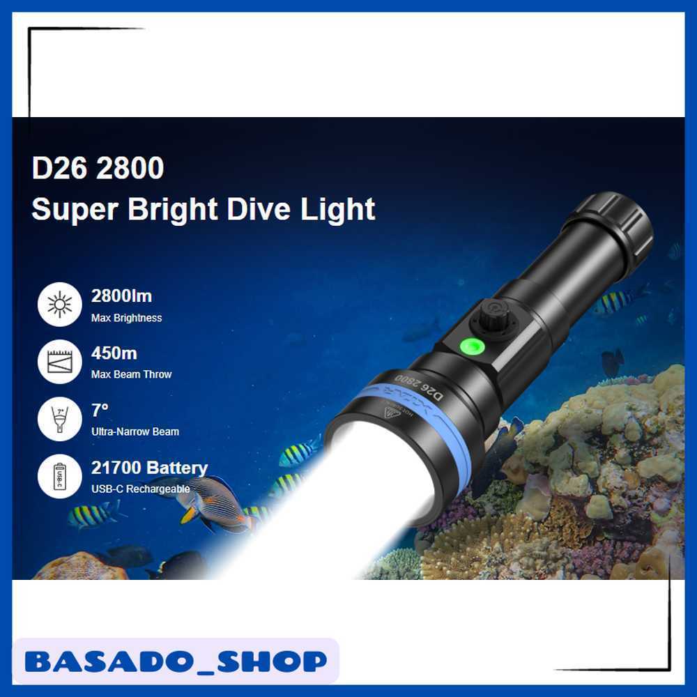 XTAR Senter Selam Diving Flashlight LED High Beam IPX8 2800 Lumens - D26 2800
