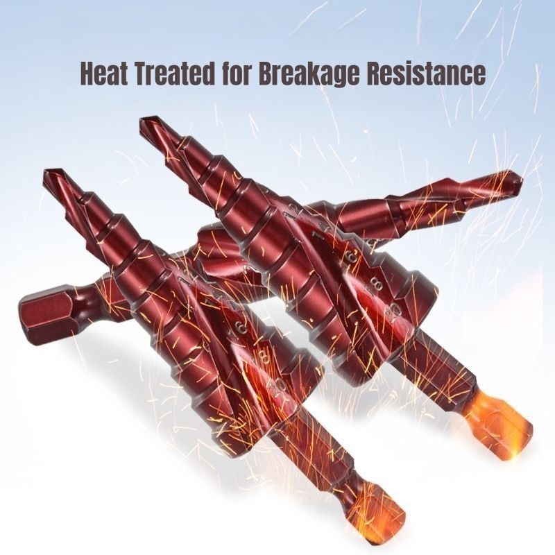 Step Drill Bit Set for Metal Metric 4 32 M35HSS Cobalt Titanium Cone Drilling Holes Spiral Flute Dri