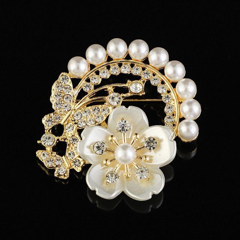 Bros Hijab Bros Peniti Besar Silver Mutiara Gold Cantik Mewah Bros Wanita Bunga mutiara / Bros Dada 