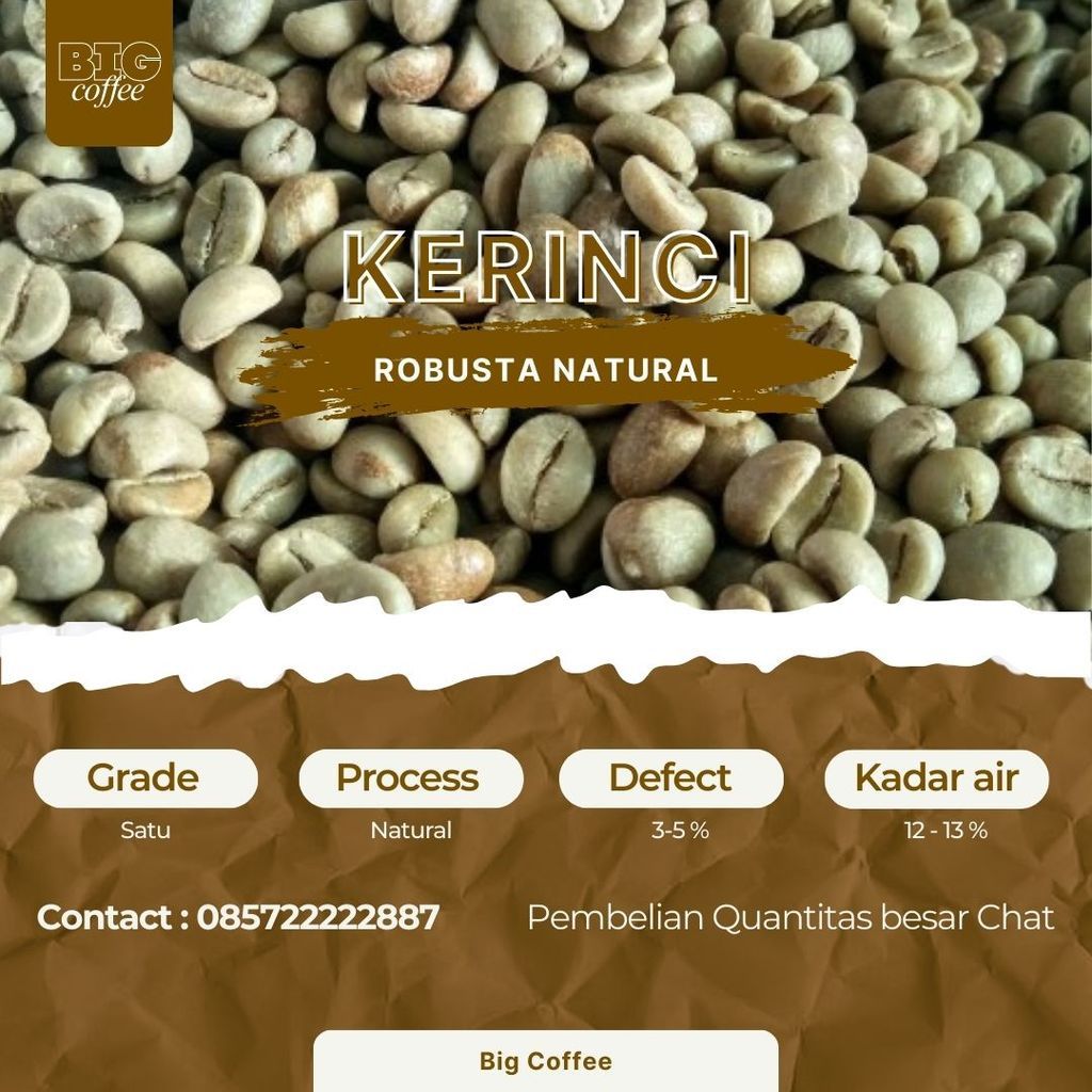 greenbean  biji kopi Robusta Kerinci - Fine - 1kg