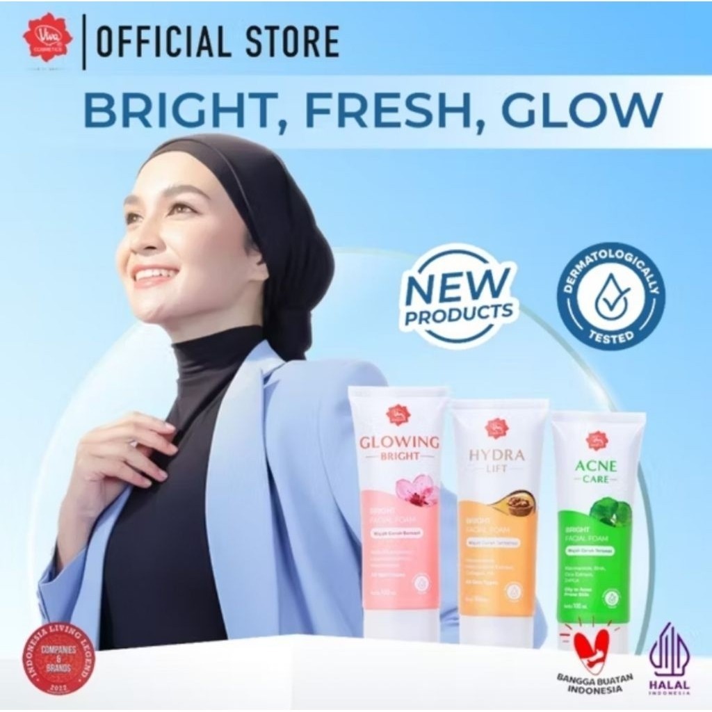 Viva Sabun Wajah Viva Facial Foam Bright with NIACINAMIDE, AHA, BHA, Glutathione & COLLAGEN - Facial