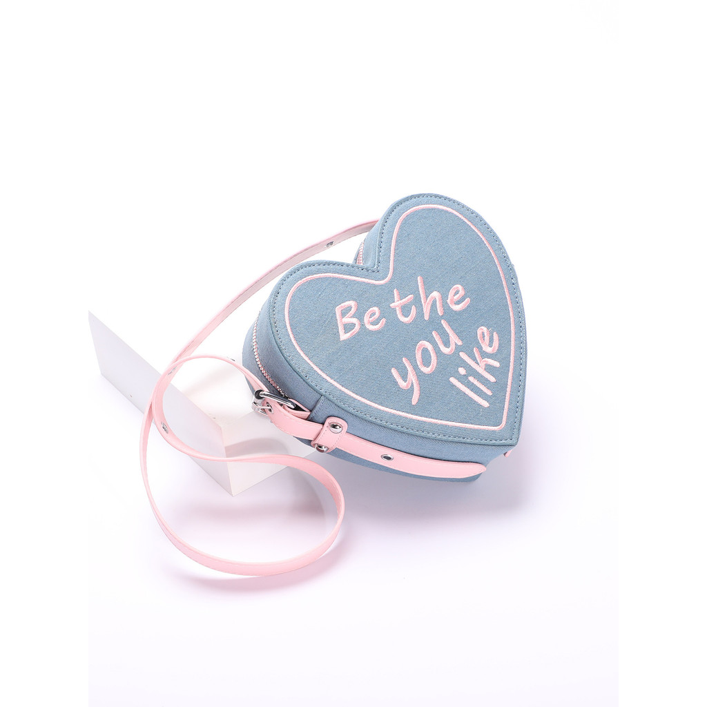 Tas Wanita Tas Hati Tas Denim Bordir Tas Bahu