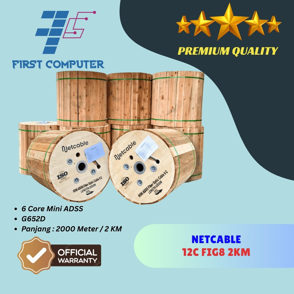 NETCABLE Kabel FO Mini ADSS 6 Core 2000m 2KM