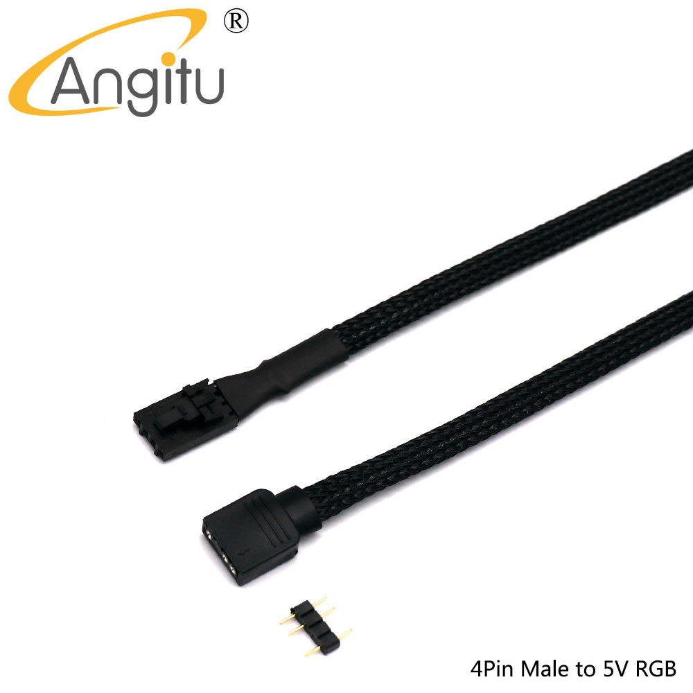 Angitu Corsair Fan/Hub/Lighting Node/Commander RGB ARGB Adapter Cable Sleeved 3Pin/4Pin Fan To 5V 3P