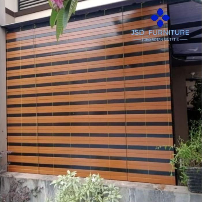 kerey tirai gulung Outdoor bahan plastik PVC include Tali penggulung - 1, 100x100