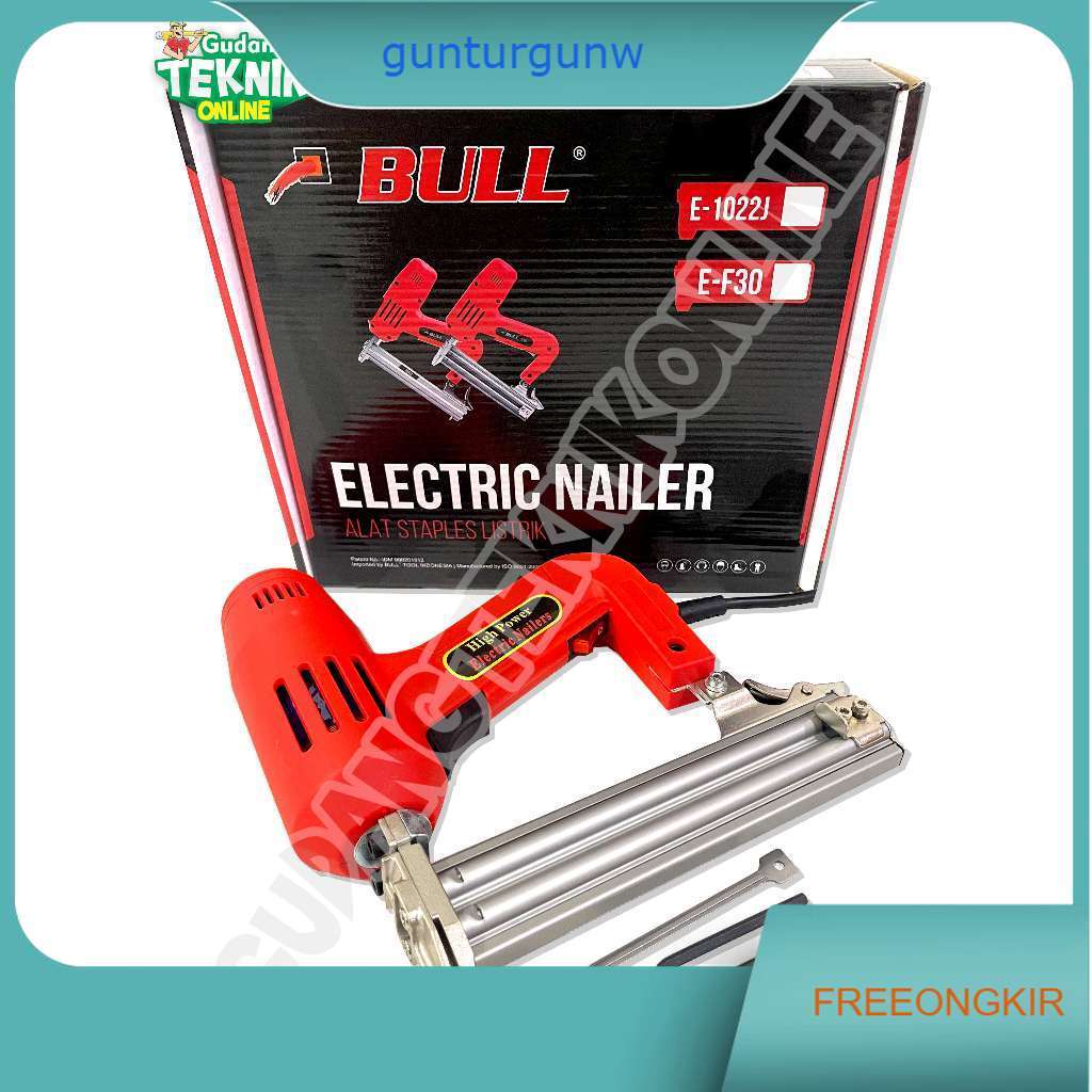 (BULL E-F30 LISTRIK) Mesin Staples Paku Tembak LISTRIK BULL F30 / ELEKTRIC Nailer Gun BULL F 30 - BU
