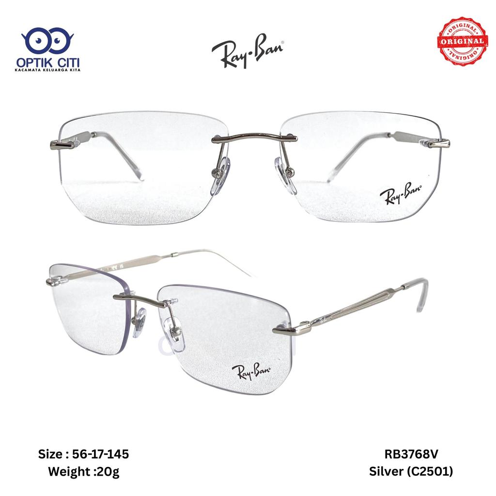 Frame Kacamata Rimless Pria Original Rayban RB 3768 V