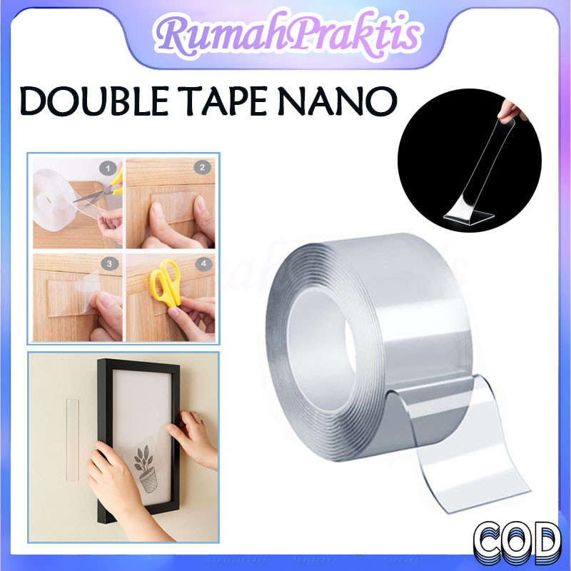 double tape nano tape transparan kuat/double tape super/nano double tape