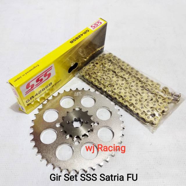 Gear Set SSS 428 Satria FU F150 + Rantai SSS Gold 428