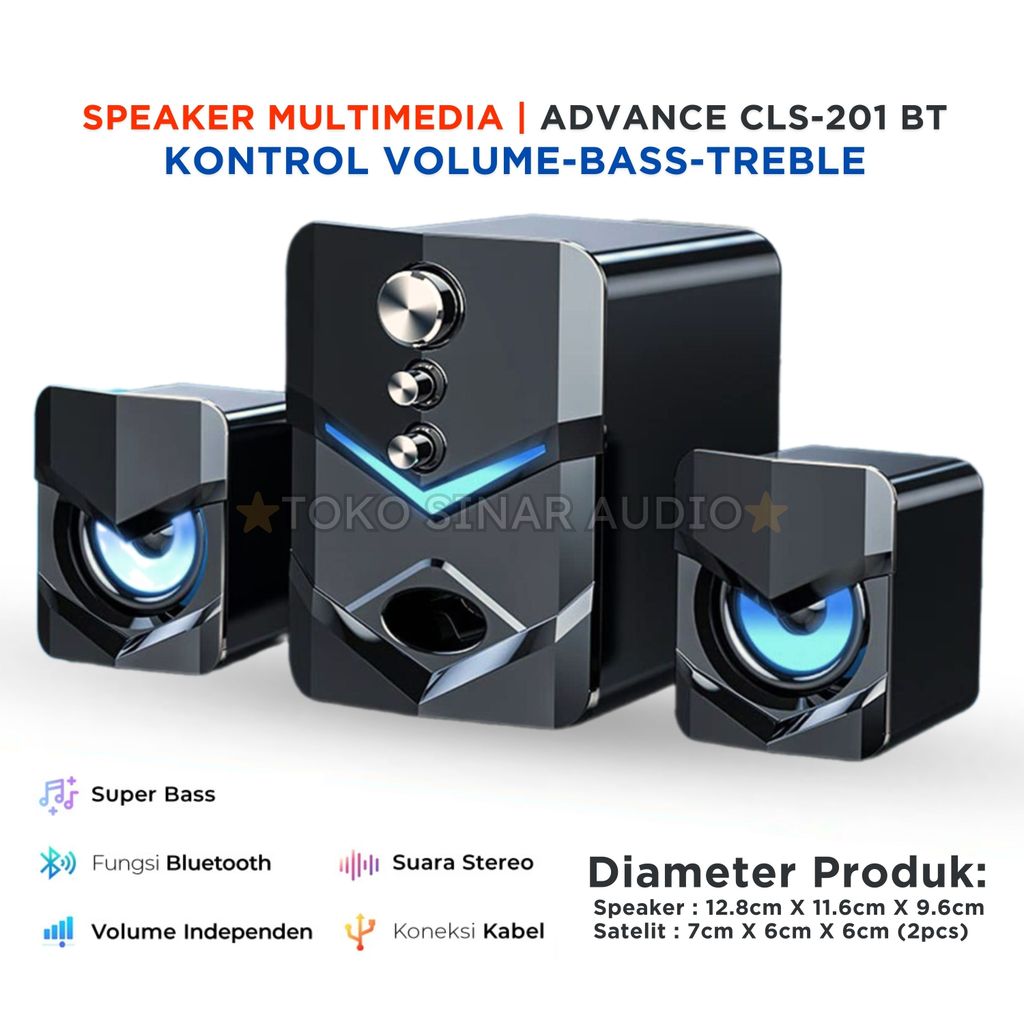 Salon Bluetooth Full Bass ADVANCE CLS 201 BT Multimedia Aktif 2.1 Stereo Music Box Speaker Bluetooth