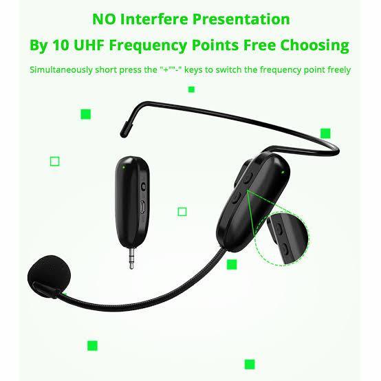 Microphone Mic Headset Bando Wireless UHF Presentasi Tur Imam Mesjid - DUAL MIC