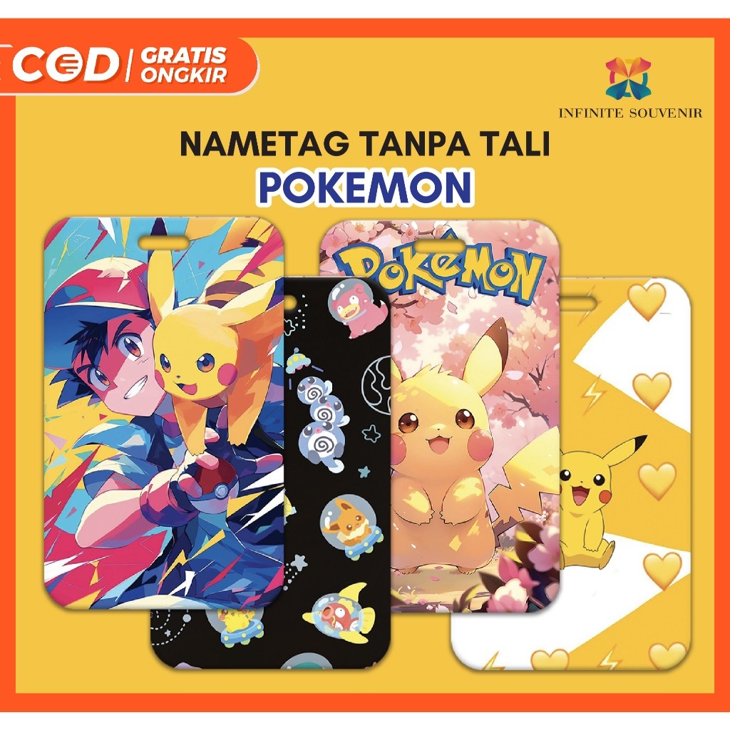 (N009) Nametag POKEMON TANPA TALI / Card Holder Pikachu / ID Card  / Tempat Kartu