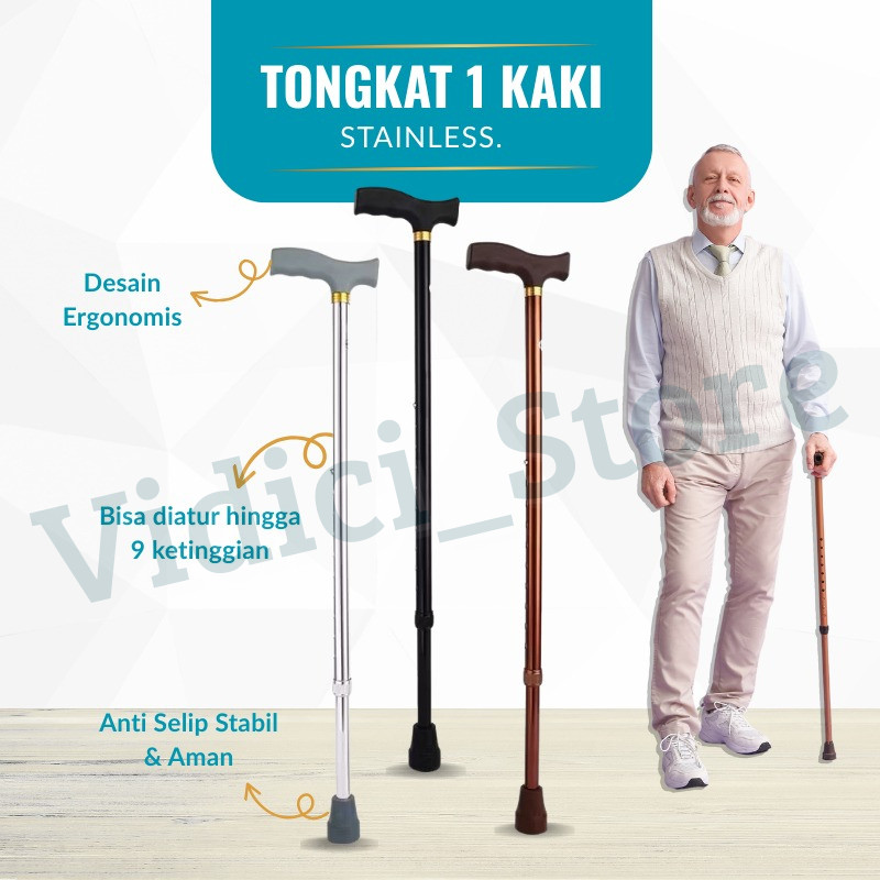 TONGKAT ALAT BANTU JALAN/TONGKAT JALAN LANSIA KUAT 1 KAKI/TONGKAT LIPAT