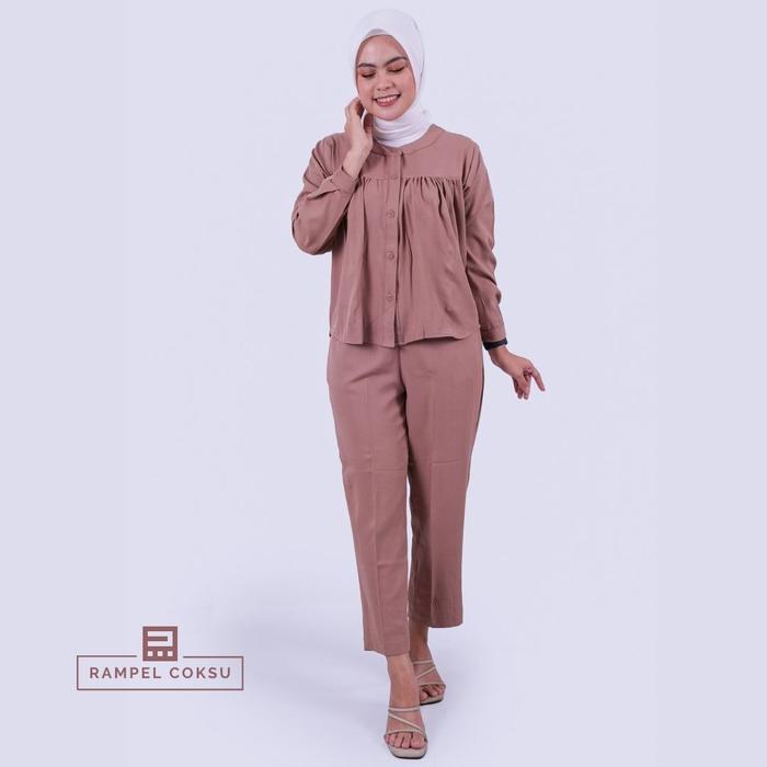 Kirana One Set Shakila - Setelan Wanita Baju Celana Kantong Katun Muslim Panjang Dewasa Tunik Atasan