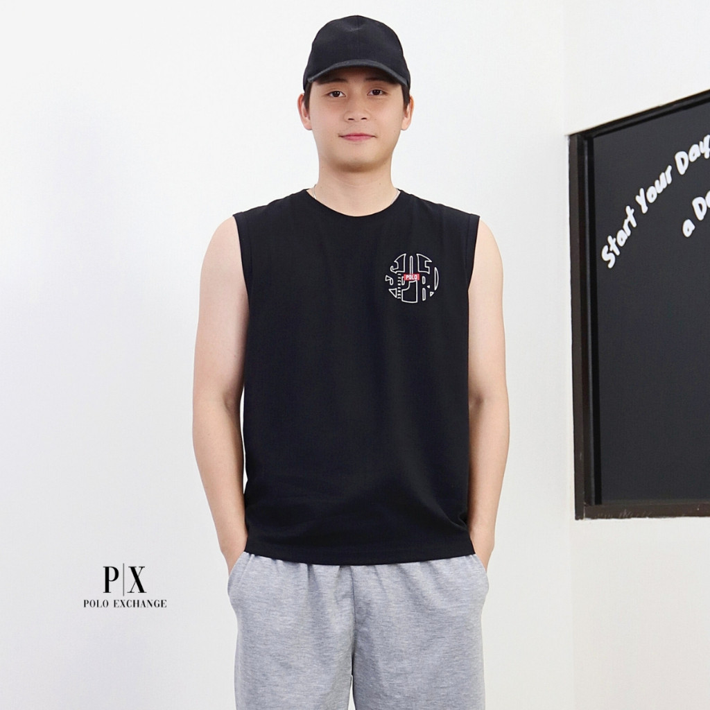 Polo Exchange Singlet Pria Dewasa Premium 100% Katun - Kaos Unisex Kutang Jumbo Gym 10169