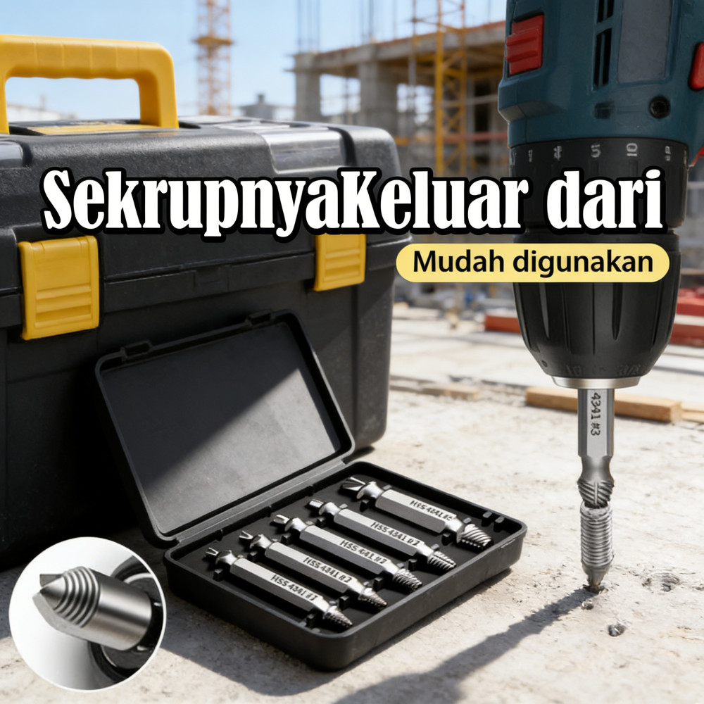 Ekstraktor Sekrup Patah 5PCS Tungsten Carbide Silver Screw Remover Untuk Drill Bit Double-Ended