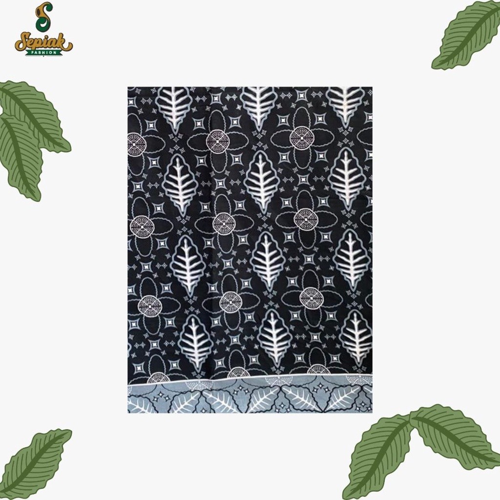 SEPIAK BELITONG BATIK CETAK DAUN SIMPOR SEJAJAR HITAM PUTIH & MERAH