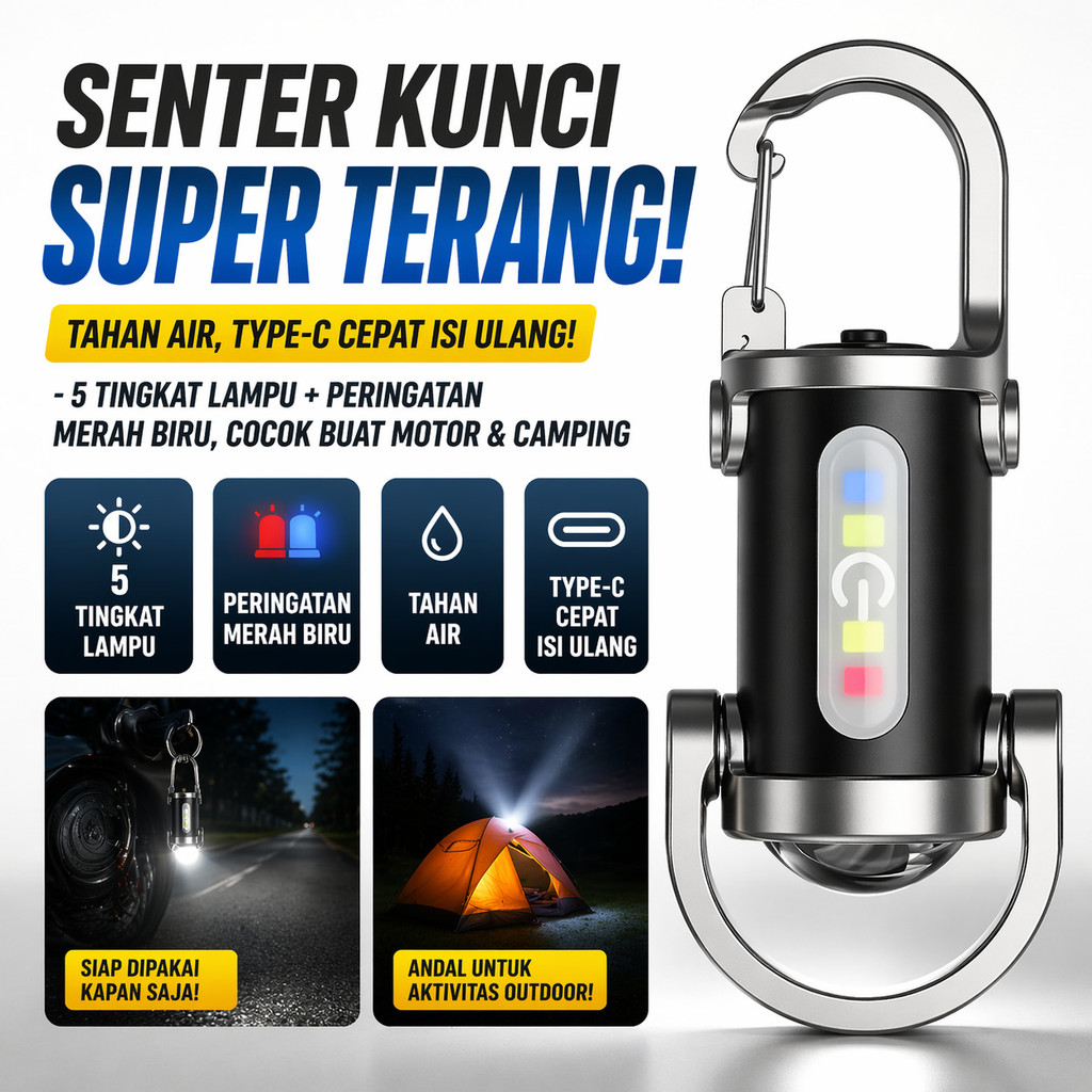 [ Mini Dan Praktis ] Senter Gantungan Kunci/Senter Darurat/Mini Lampu Gantungan Kunci Multifungsi/Se