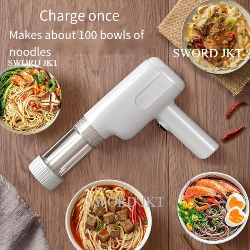 Mesin Pembuat Mie Otomatis Rechargeable 6 Cetakan Pasta Elektrik Rumah Tangga Mudah Digunakan Kapasi