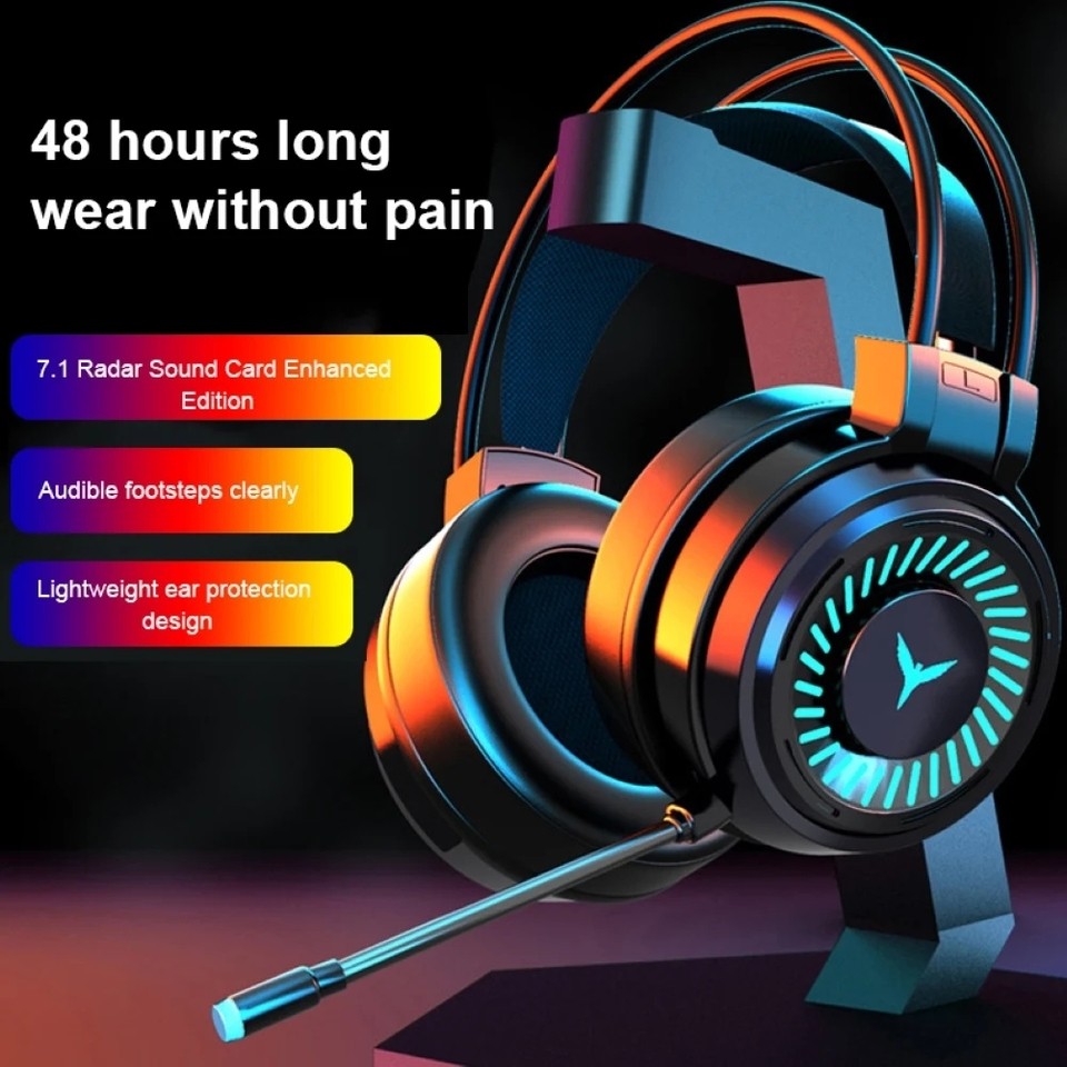 G58 Gaming Headset Channel Surround Sound Stereo LED Light Wired Head Mounted Earphones with Mic for