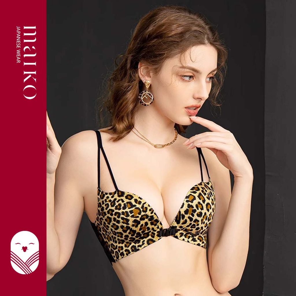 [ MAIKO JAPAN ] Sasa Bra Push Up Kawat Wanita Bh Motif Macan Tutul Loreng Import
