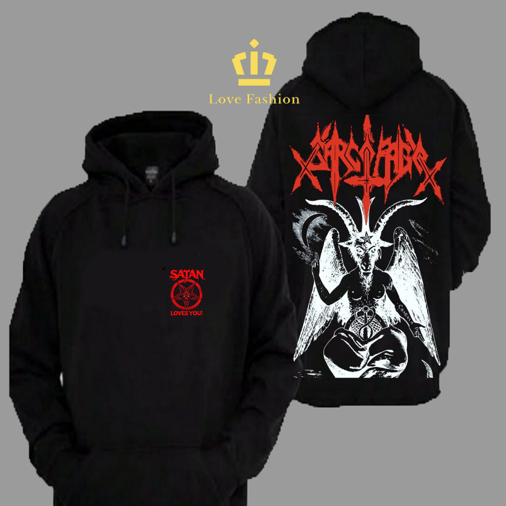Sweater Hoodie Distro Baphomet Devil Demon Goat Pentagram Lucifer Goth 666 Satanic Premium Terbaru