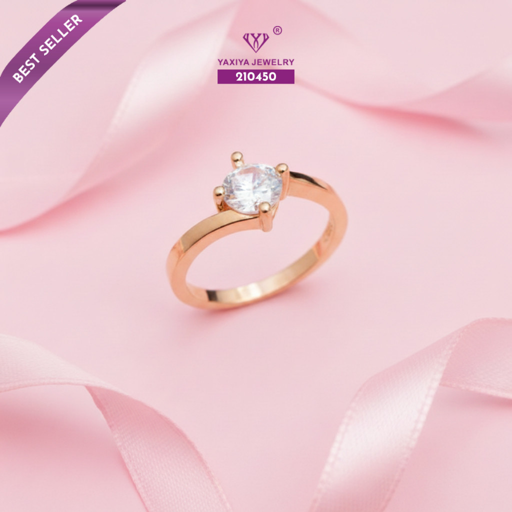 Yaxiya Cincin Mata 1 Berlian Permata Perhiasan Lapis Emas 18k 707