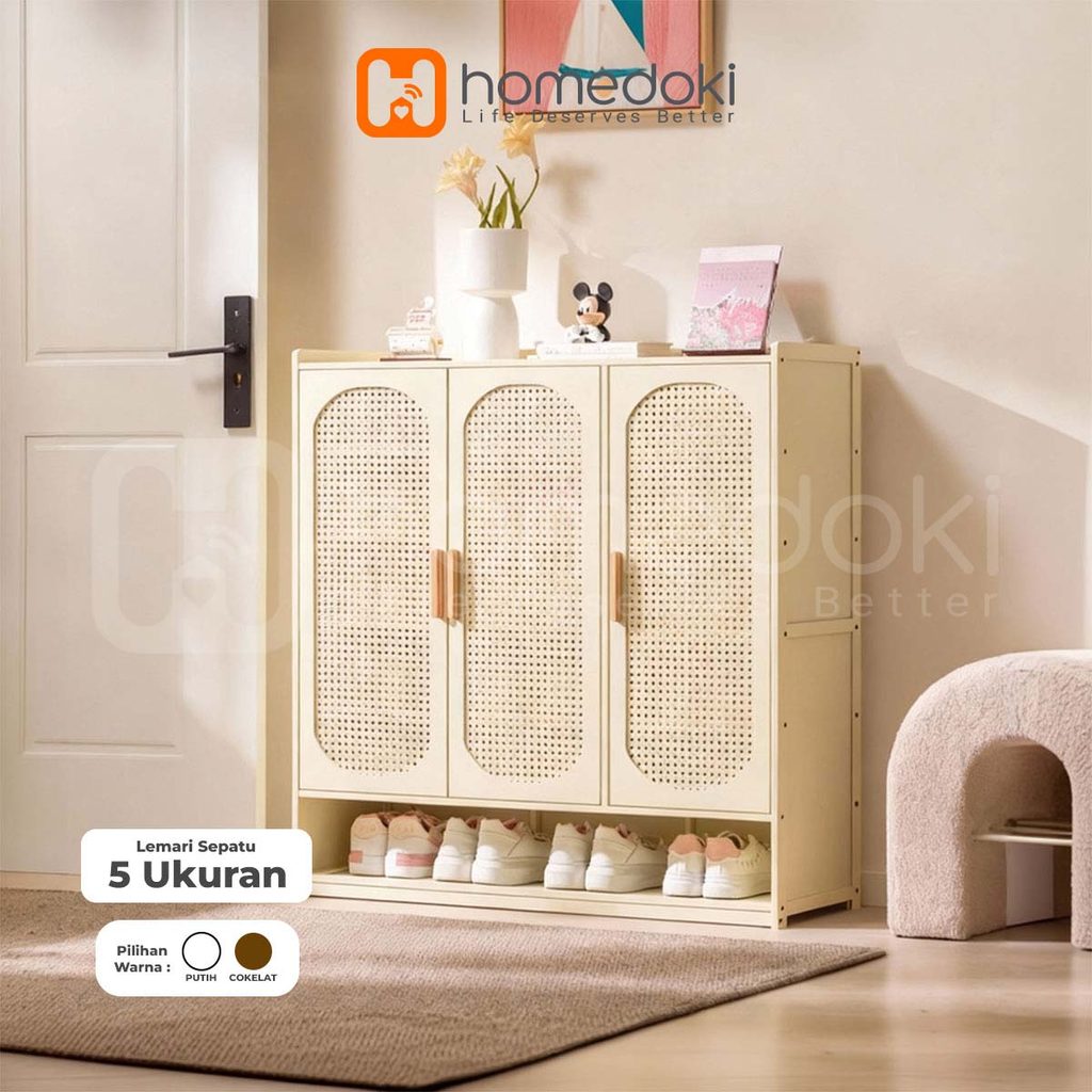 Homedoki Lemari Sepatu/Lemari Sepatu Tertutup/Lemari Kayu Minimalis/Lemari Sepatu Susun Tertutup/Lem