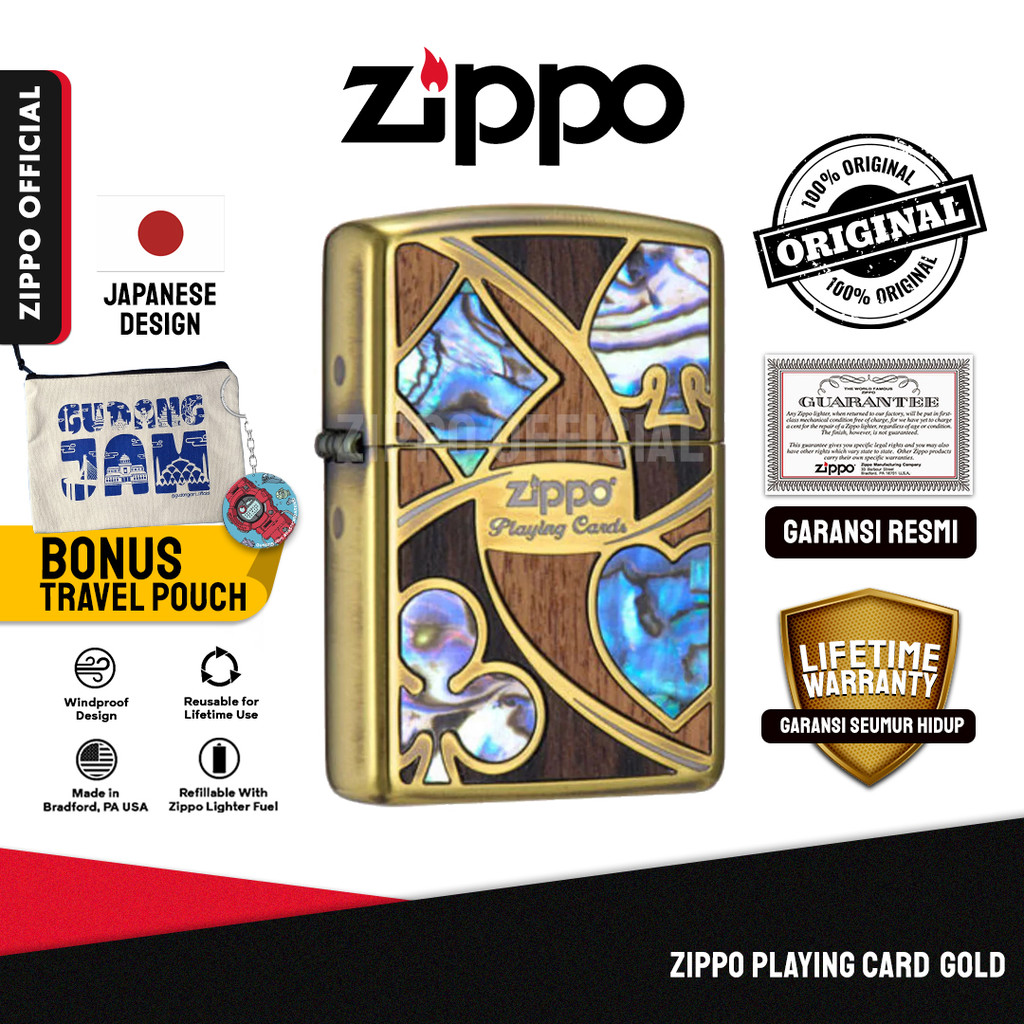 Zippo Playing Card Gold ZA-2-109B | Garansi Lifetime | Original USA