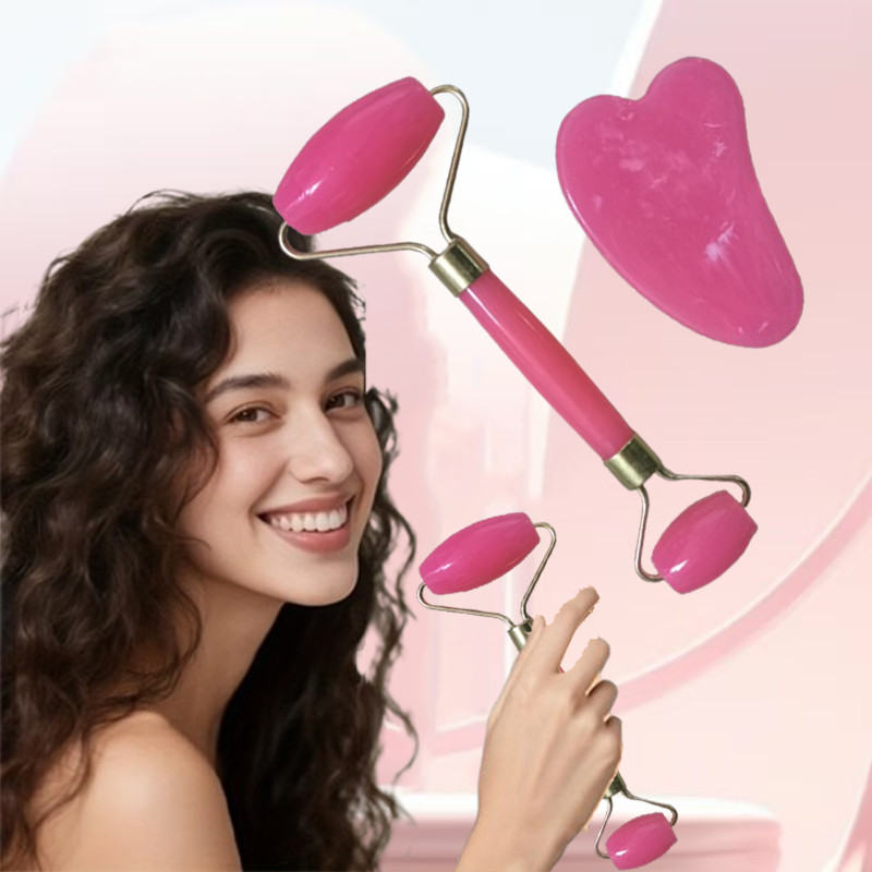 2pcs/ Gua sha massage tool set, gua sha board with double-headed rollers, facial board with face lif