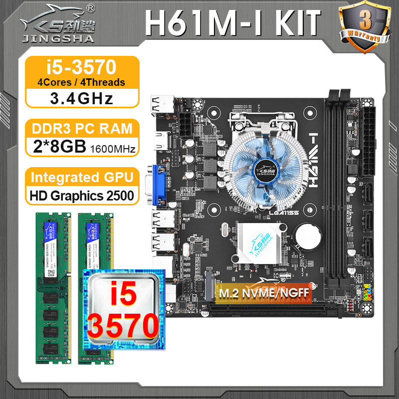 H61 Mini itx Motherboard Kit With I5 3570 Processor And 16GB DDR3 Memory With CPU Fan VGA Placa Mae 