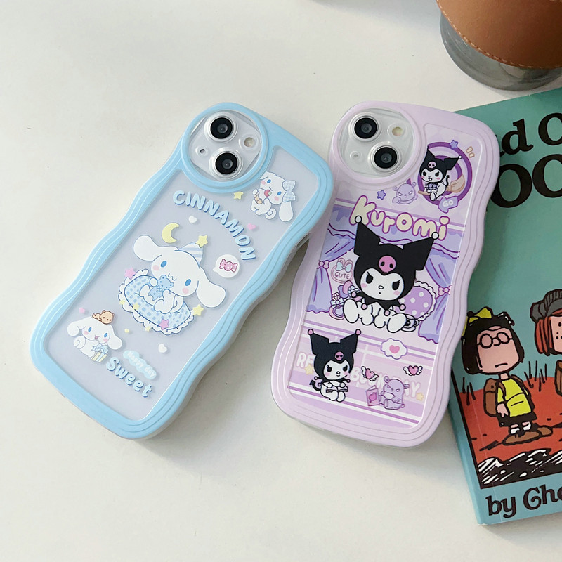 Gelombang Transparan Casing Motif Kartun Kuromi Untuk iPhone 15 14 13 12 11 Pro X XR Xs Max 6 6s 7 8