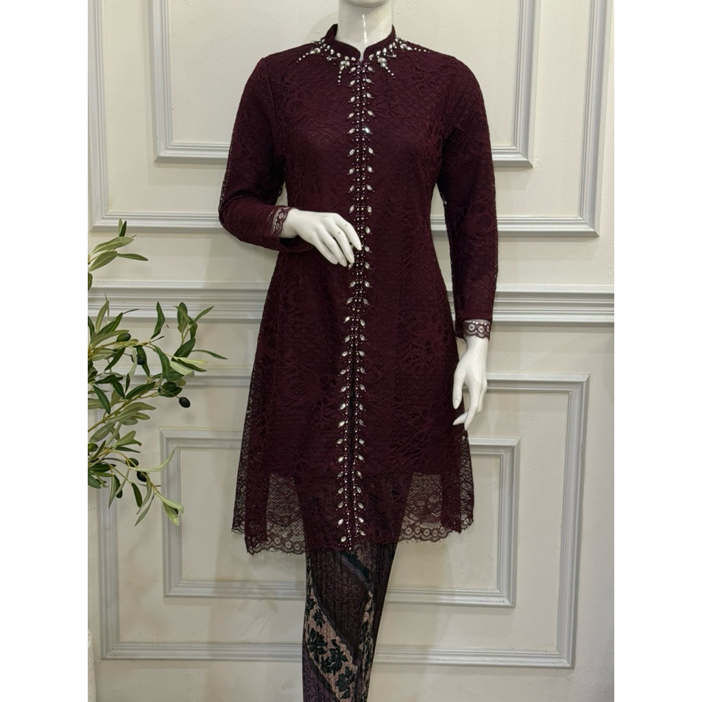 COMELLSHOP REALPICT Tunik Busui Brokat Payet Full Rok Plisket Setelan Kebaya Pesta Seragam pesta Tun