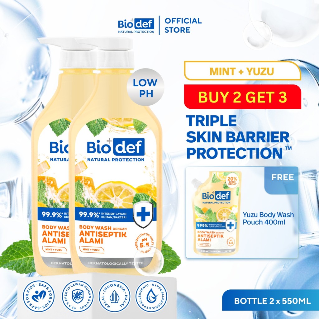 [BUY 2 GET 3] Biodef Natural Protection Body Wash 550ml x 2pcs FREE Body Wash 400mL | Natural Gentle