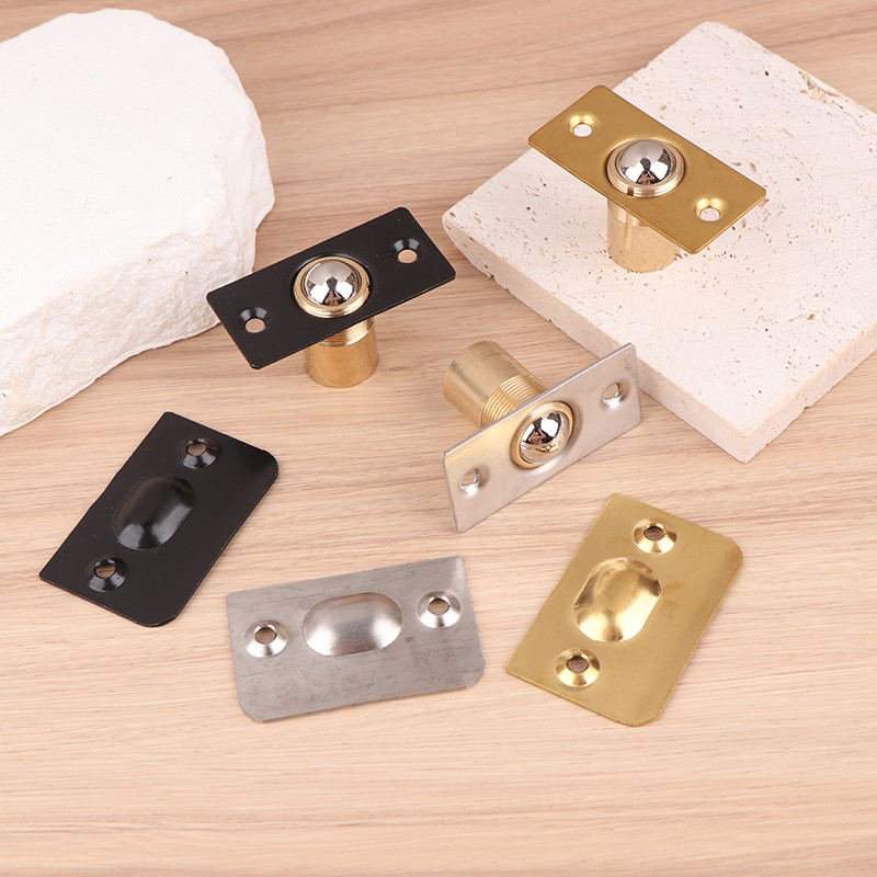 1 Set Adjustable Spring Ball Catch Latch Secure Cabinet Door Clasp With Strike Plate And Screws For 