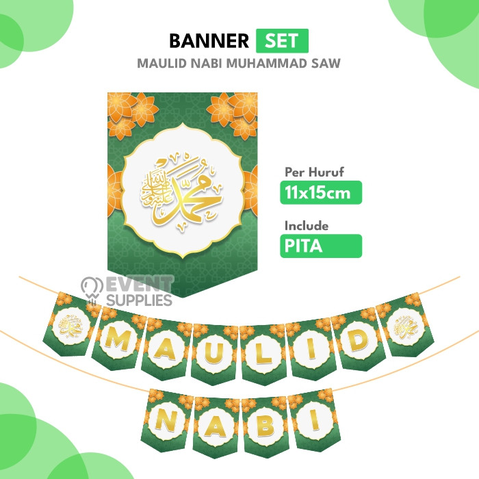 Terlaris Banner Set Maulid Nabi Muhammad SAW Dekorasi Event