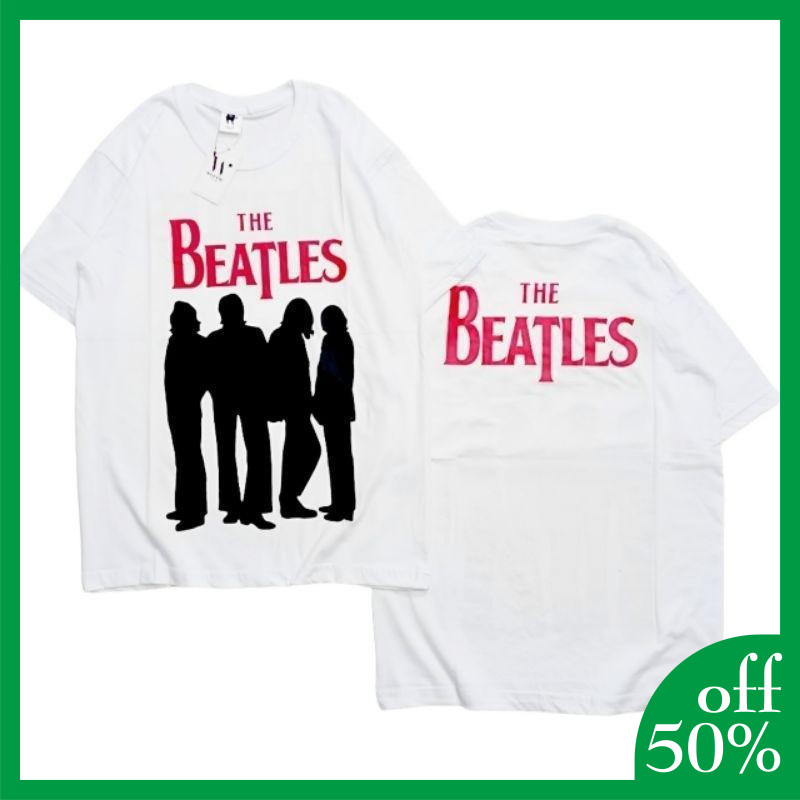 T-shirt The Beatles Vintage Kaos Band  Kaos Band The Beatles Vintage Combed Oversize Pendek Putih
